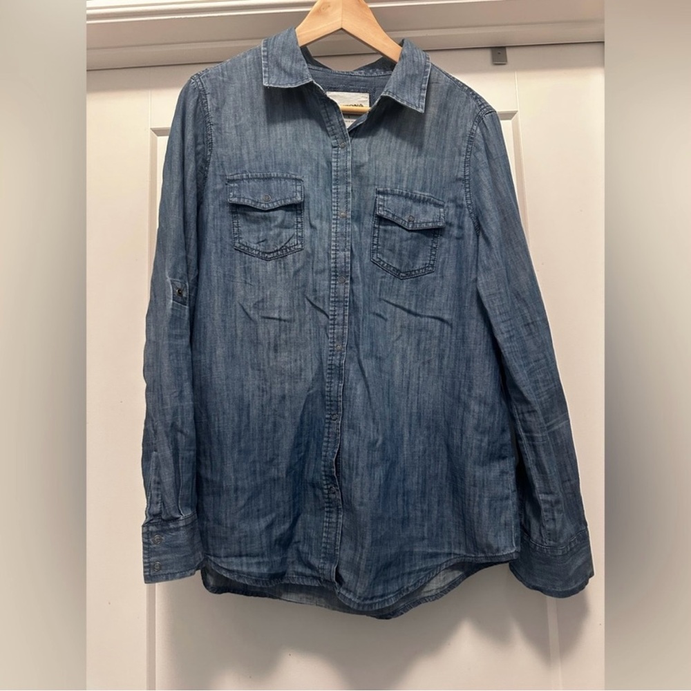 🦋 ARIZONA JEAN CO Denim Blue Button Down Shirt - Size L - Picture 2 of 6